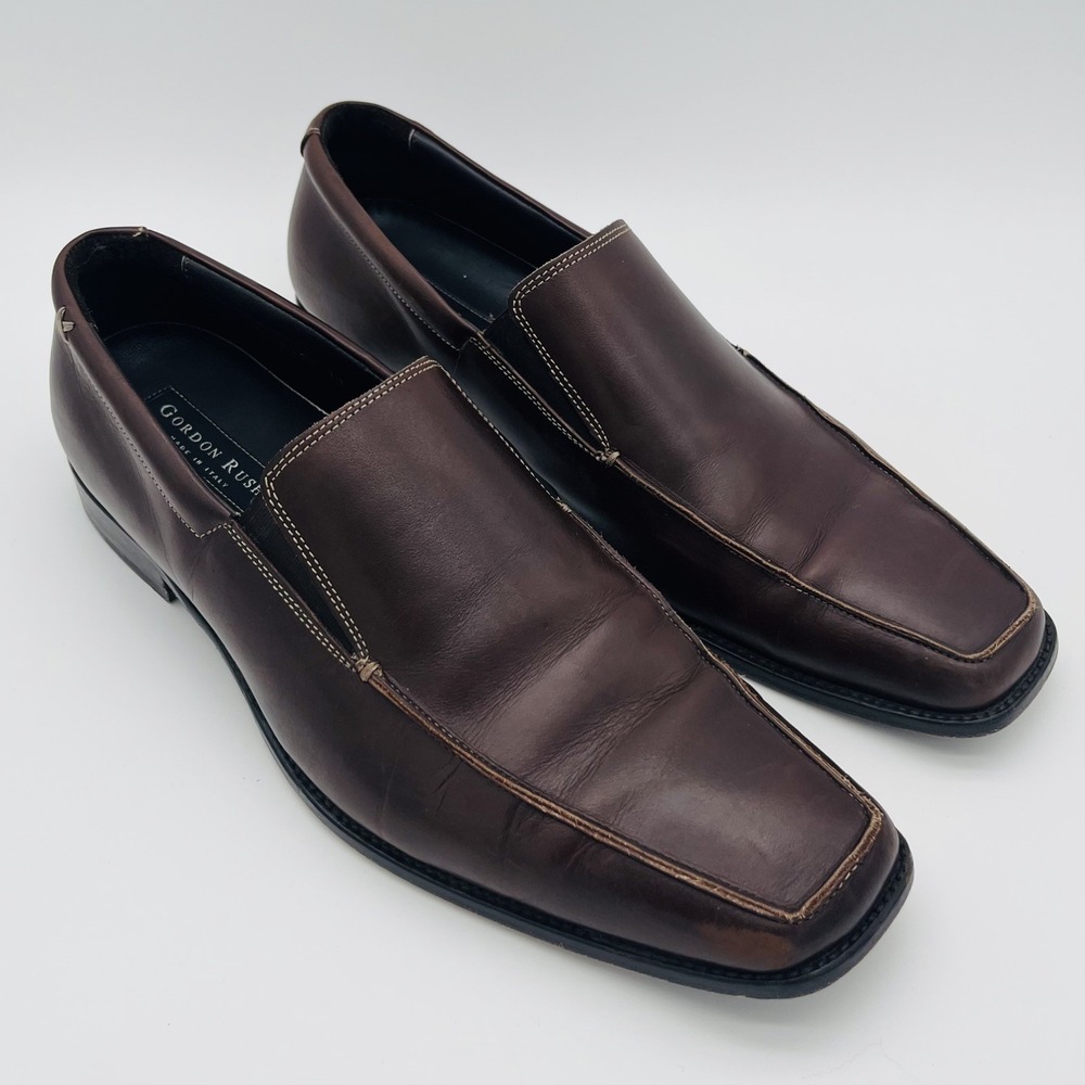 Gordon Rush Shane Men's Size 13 Brown Leather Casual Slip On Loafers Shoes